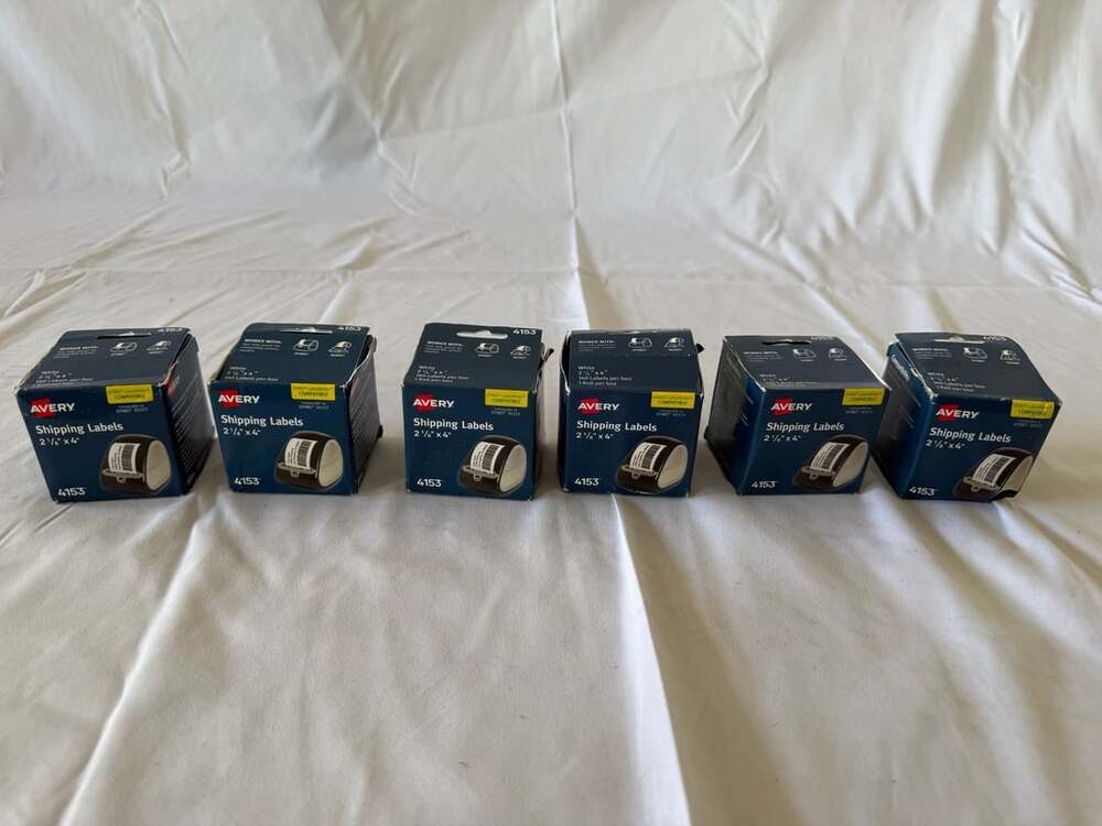 Lot of 6 Avery Shipping Labels, 2-1/8" x 4",140 Labels per Roll (4153)